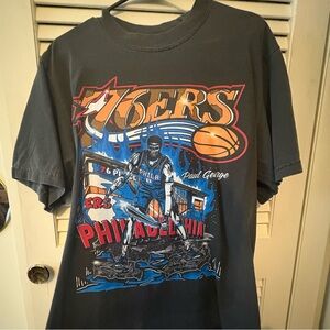 Philadelphia 76ers Graphic Tee - Black with Orange & Blue Paul George